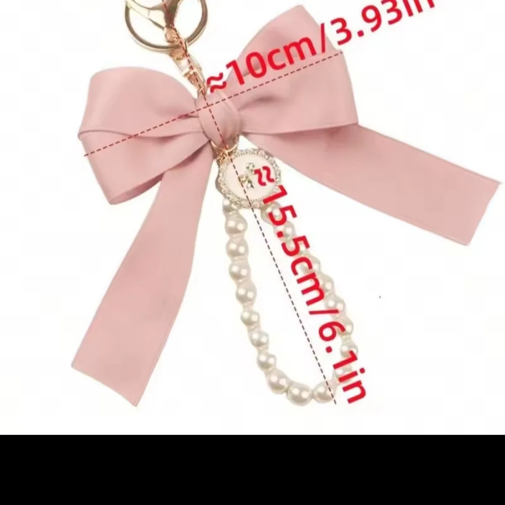 Elegant Pink Bow Phone/Purse Accessory with Pearl Chain